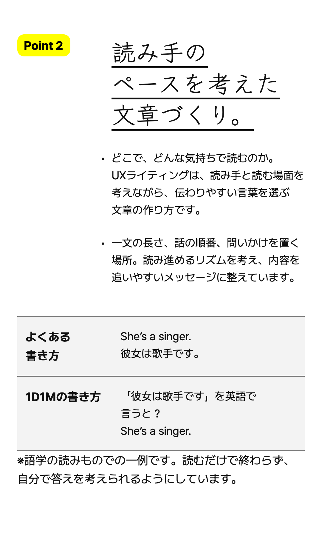 読み手のペースを考えた文章づくり。