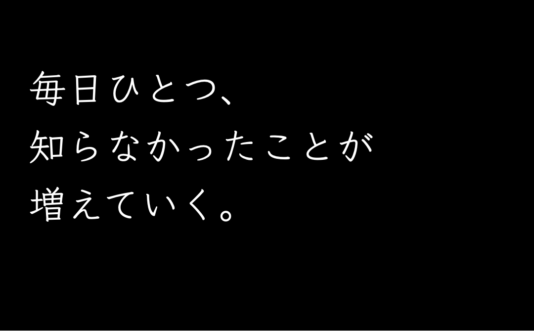 毎日ひとつ、
知らなかったことが増えていく。