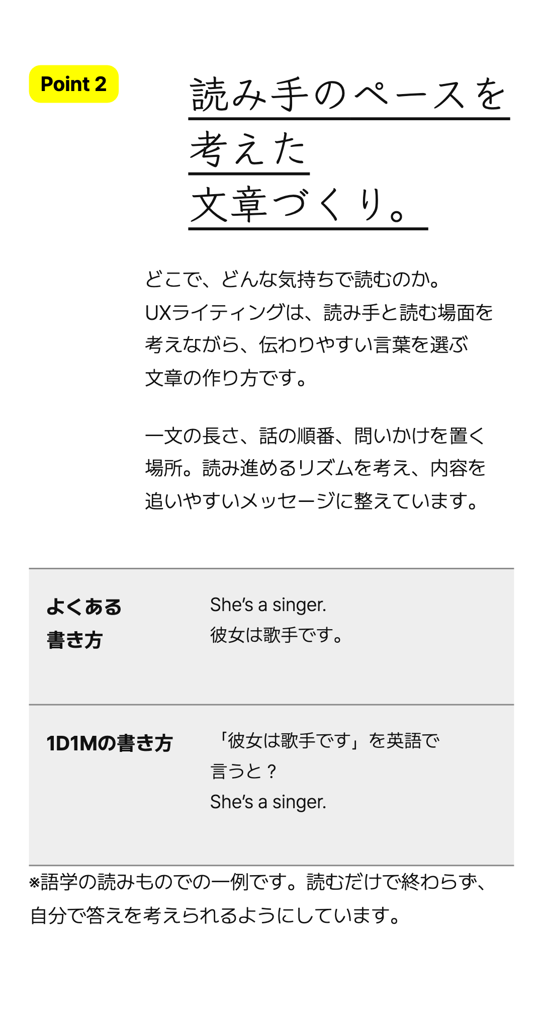 読み手のペースを考えた文章づくり。